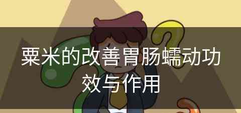 粟米的改善胃肠蠕动功效与作用